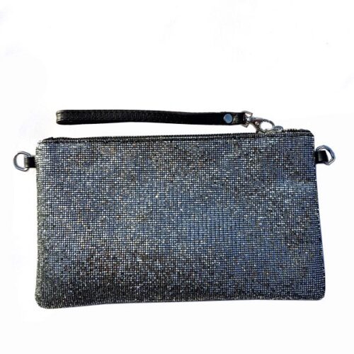 Pochette glitter gris noir