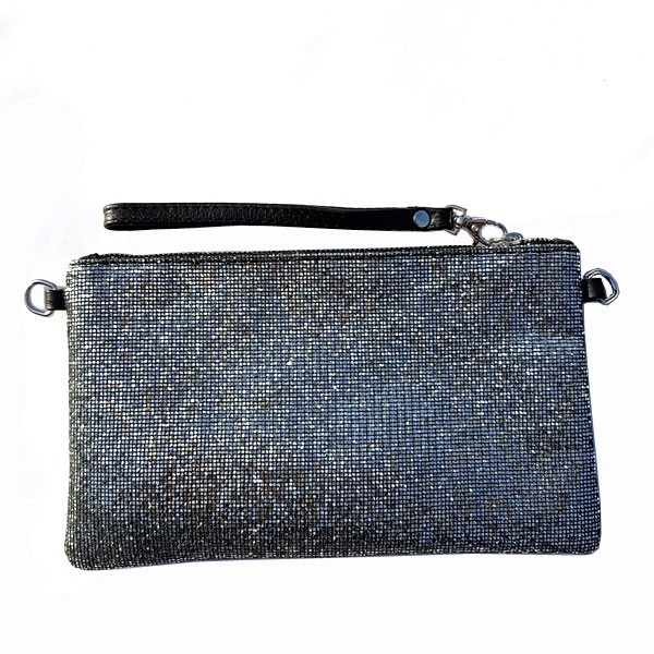 Pochette glitter gris noir