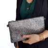Pochette glitter gris noir