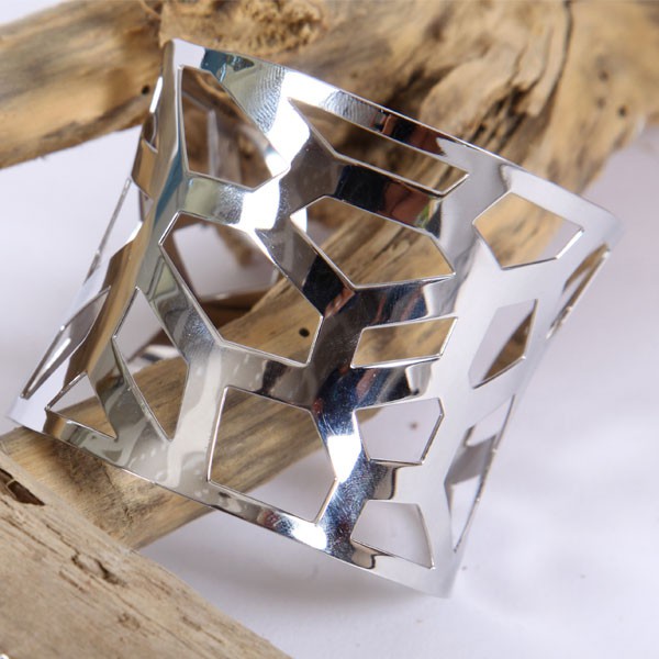 Bracelet manchette mile mila ajourée acier