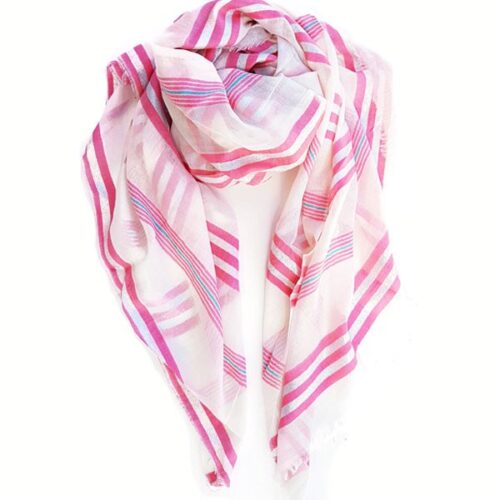 Etole coton tissé rose fil argent