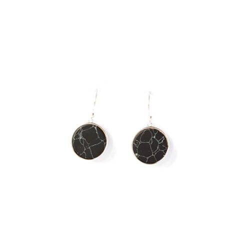 Boucles d'oreilles argent 925 pendentif noir