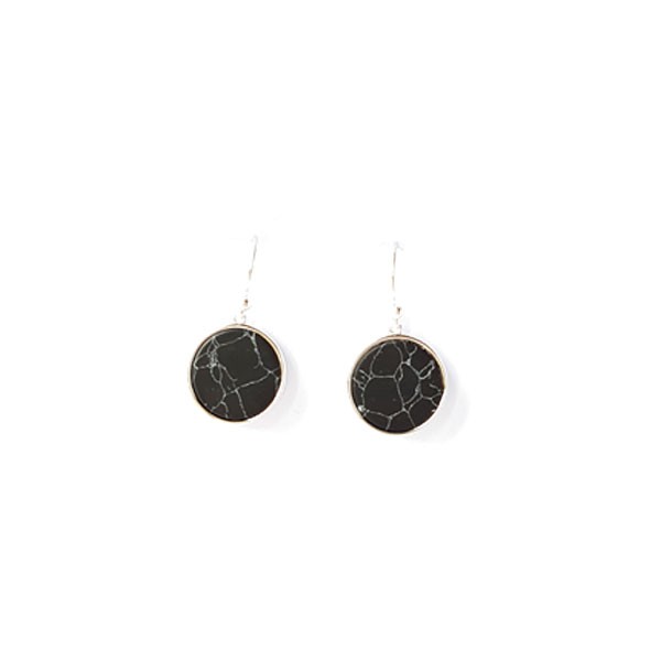 Boucles d'oreilles argent 925 pendentif noir