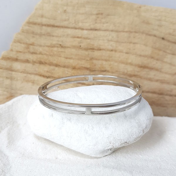 Bracelet jonc acier double anneau mile mila