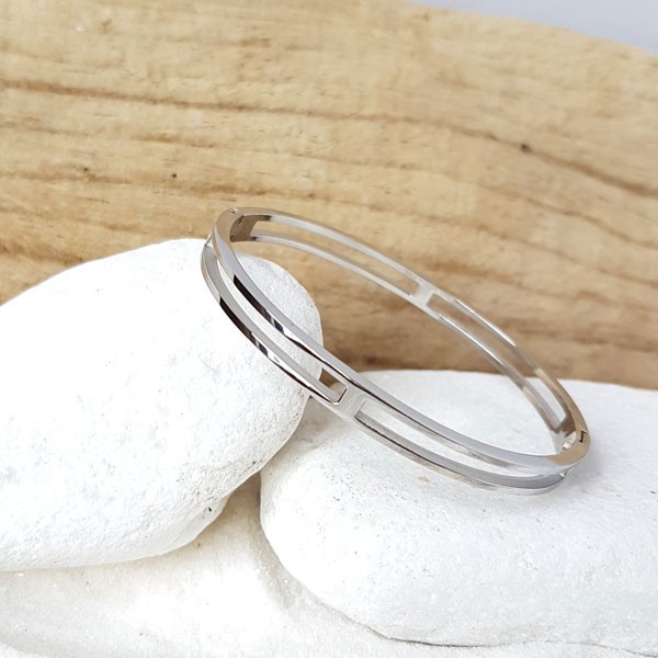 Bracelet jonc acier double anneau mile mila