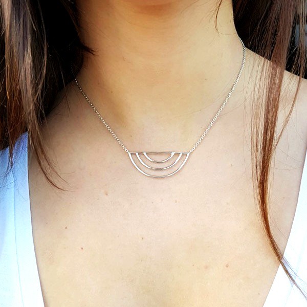 Collier ras de cou argent multi demi-cercles en argent 925