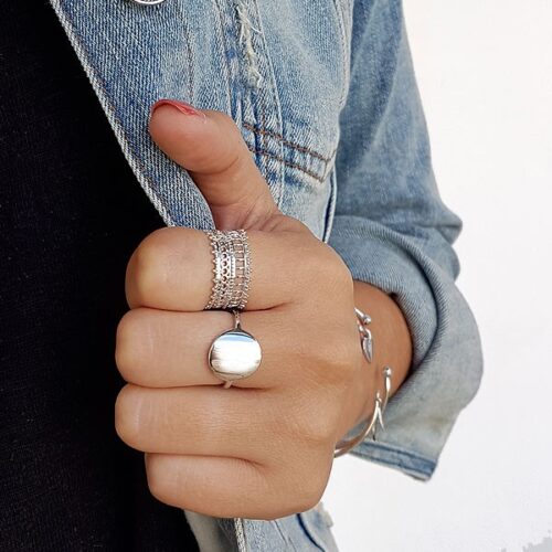 Bague anneau argent 925 dentelle