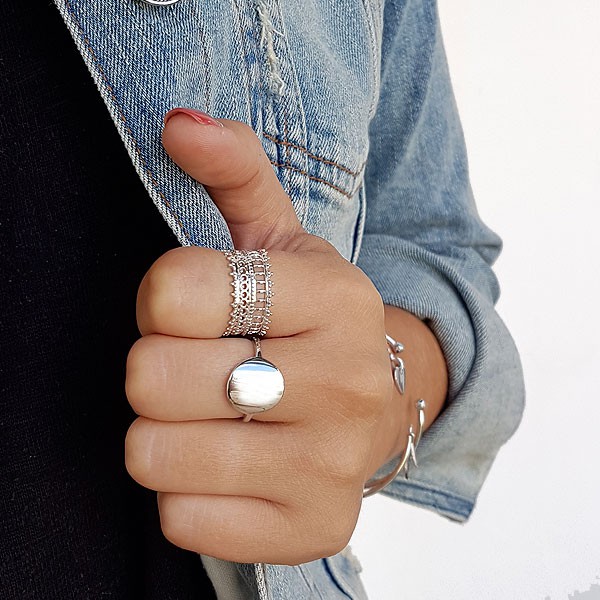 Bague anneau argent 925 dentelle