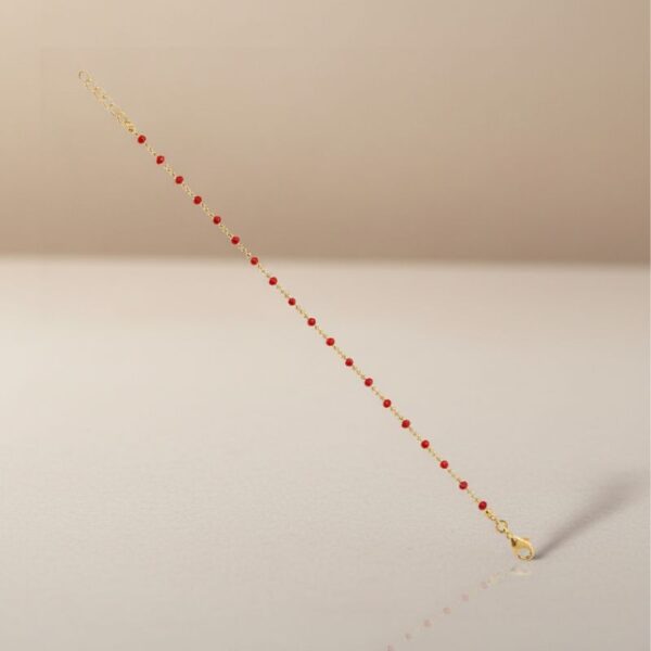 bracelet femme en plaqué or 18 carats avec perles émail rouge