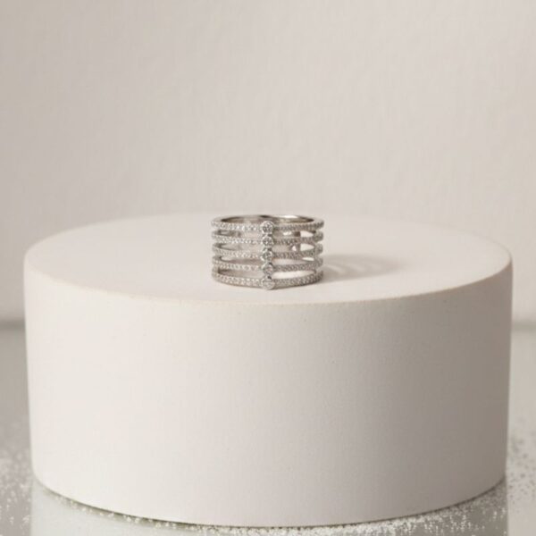 Bague argent 6 rangs zirconium