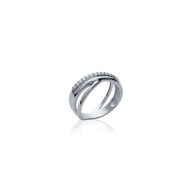 Bague argent 925 anneaux croisés zircon
