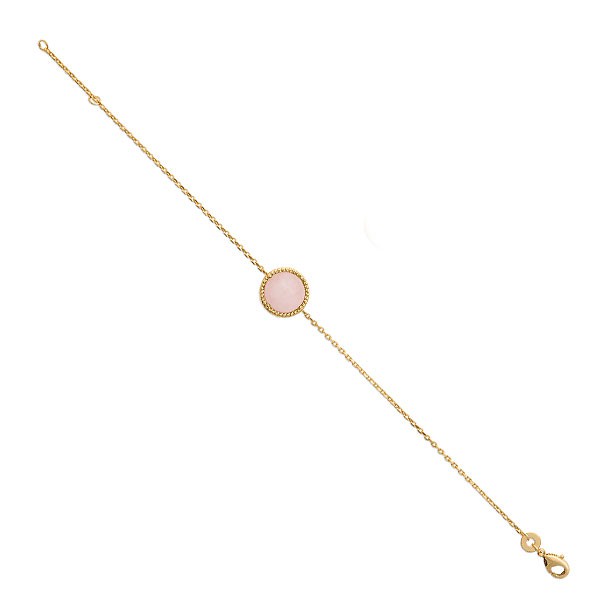 Bracelet plaqué or quartz rose