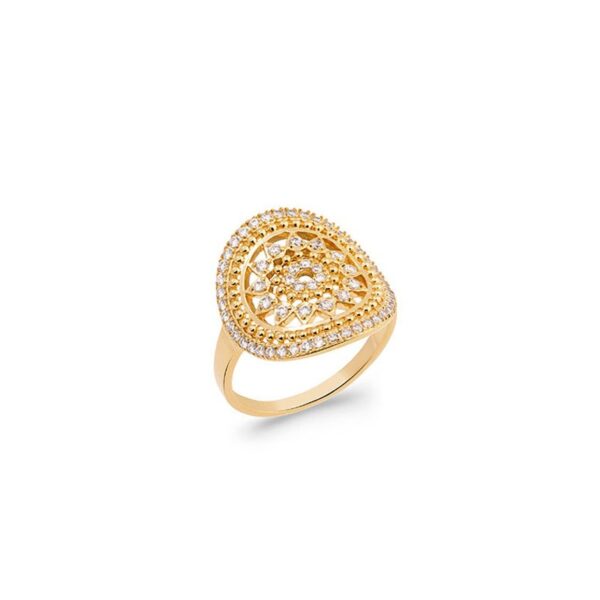 Bague Plaqué Or rosace zirconium