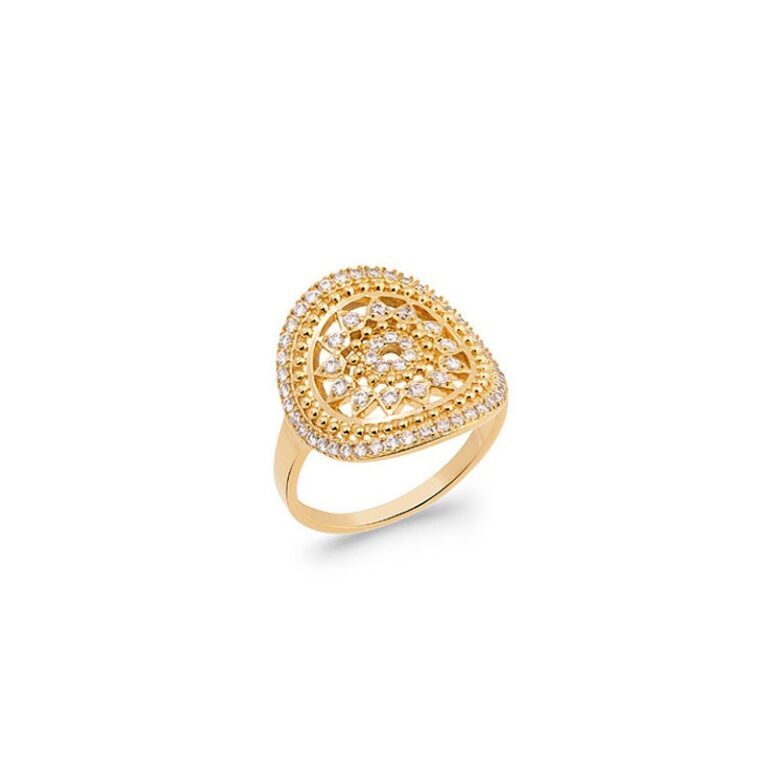 Bague Plaqué Or rosace zirconium Bague Plaqué Or rosace zirconium