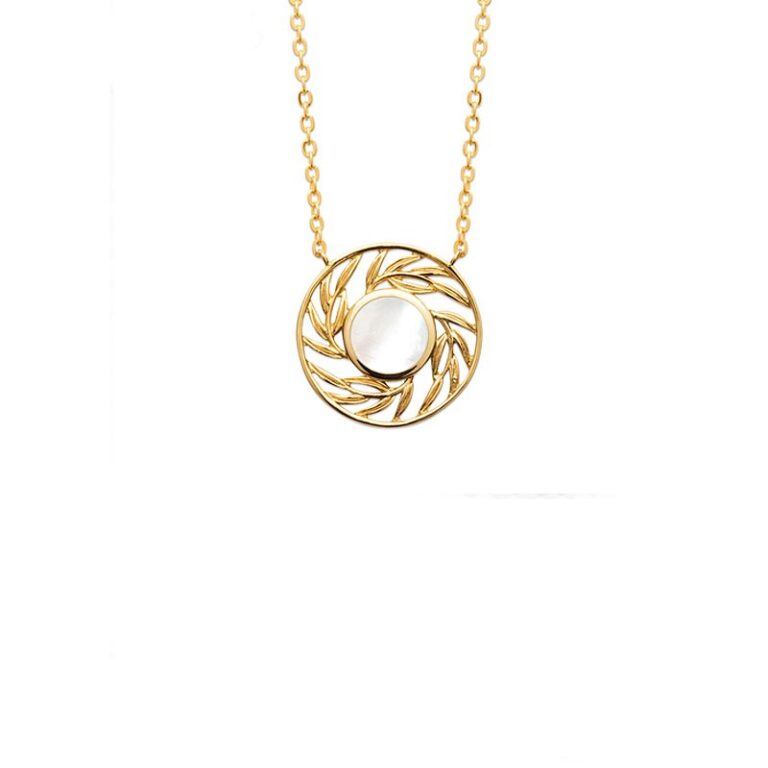 Collier plaqué or pendentif nacre