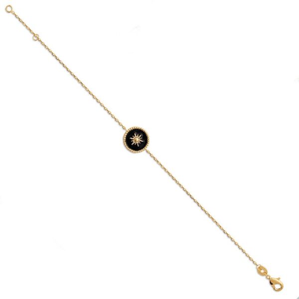 Bracelet or médaille émail noir