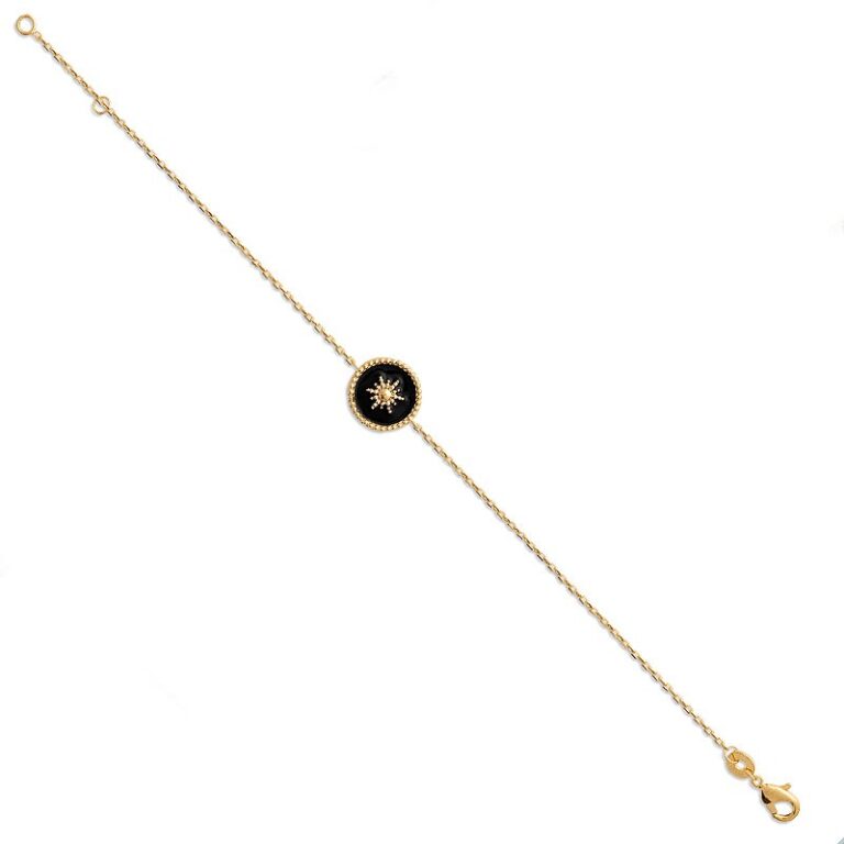 Bracelet or médaille émail noir