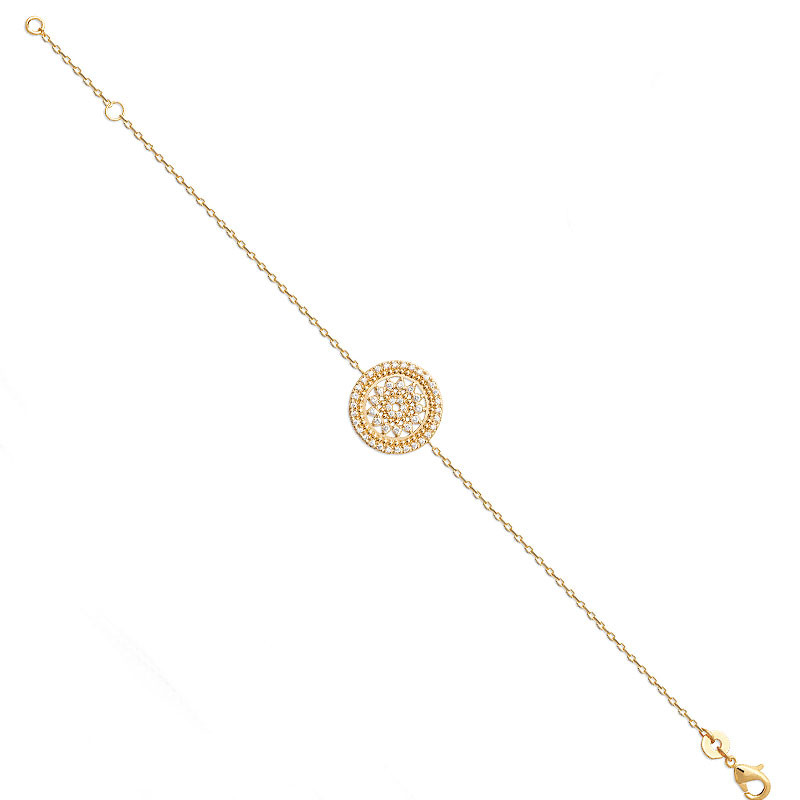 Bracelet médaille rosace zirconium