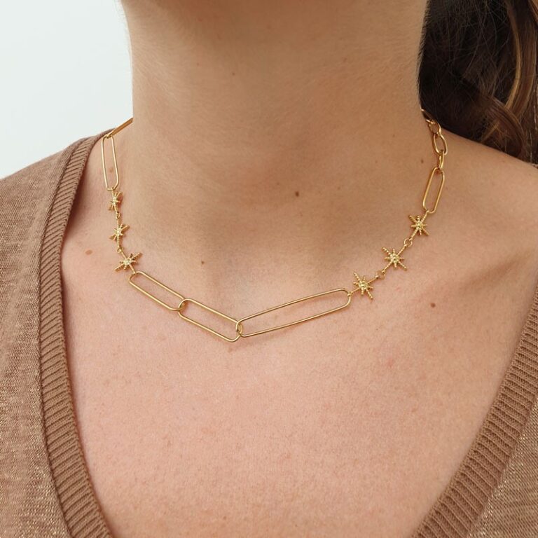 collier maillon large étoiles