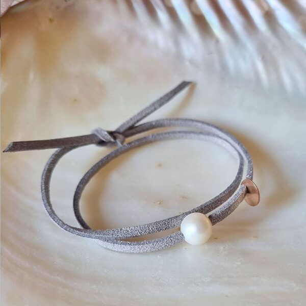 Bracelet lien pailleté & Perle Culture