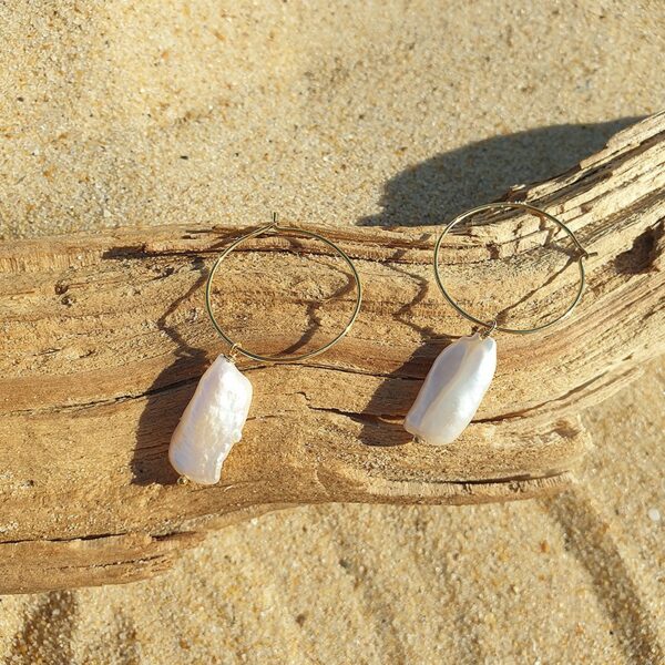 Créoles Argent doré Perle culture