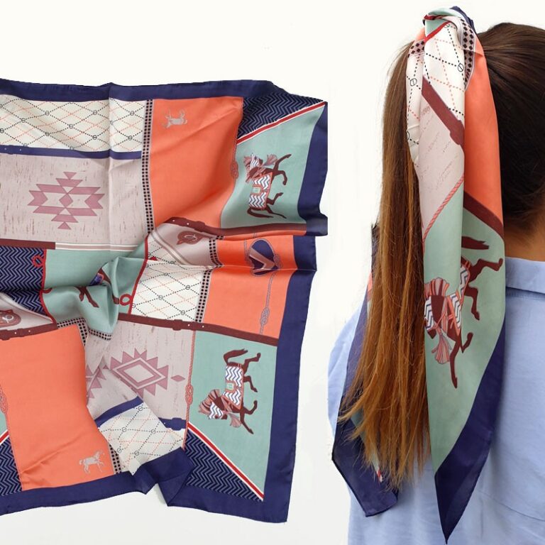 Foulard Carré Equestre Bleu Foulard Carré Equestre Bleu