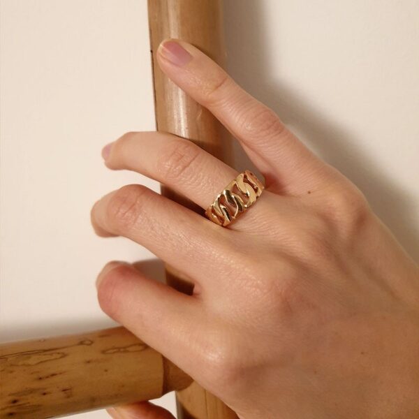 Bague Anneau Or Chaine