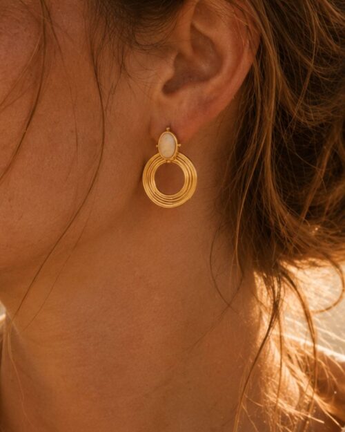 boucles d'oreilles anneaux agate blanche boucles d'oreilles anneaux agate blanche