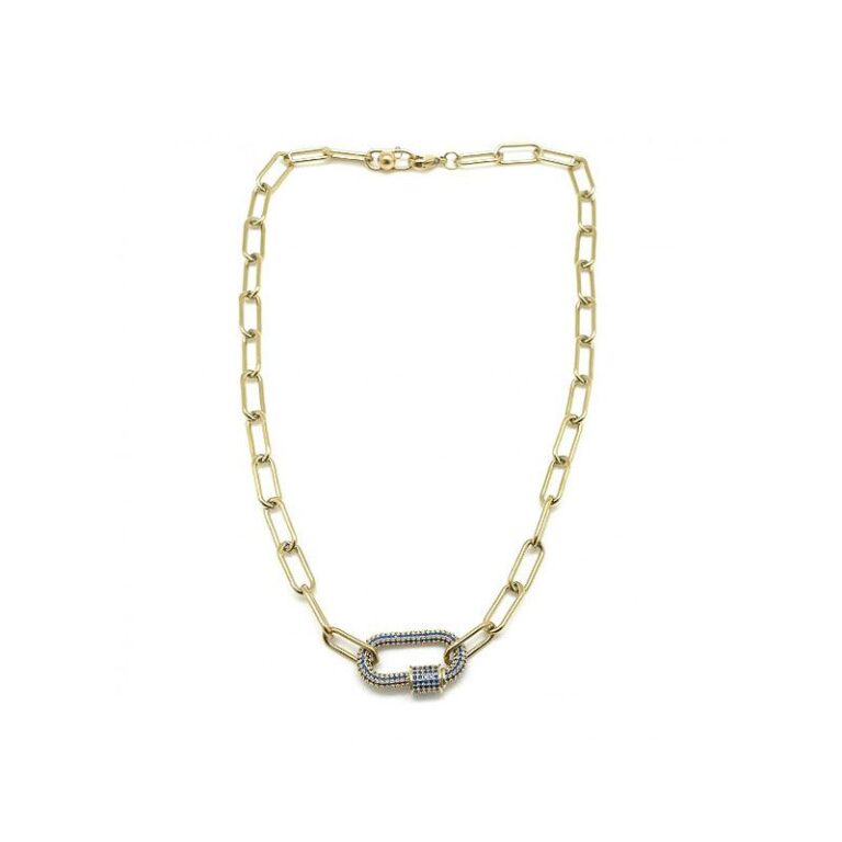 Collier Fermoir à vis Strass Bleu
