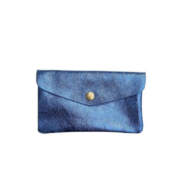 Porte-Monnaie Cuir métallisé Bleu