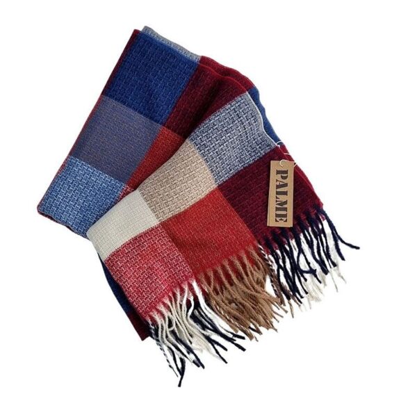 Echarpe Carreaux et franges Rouge