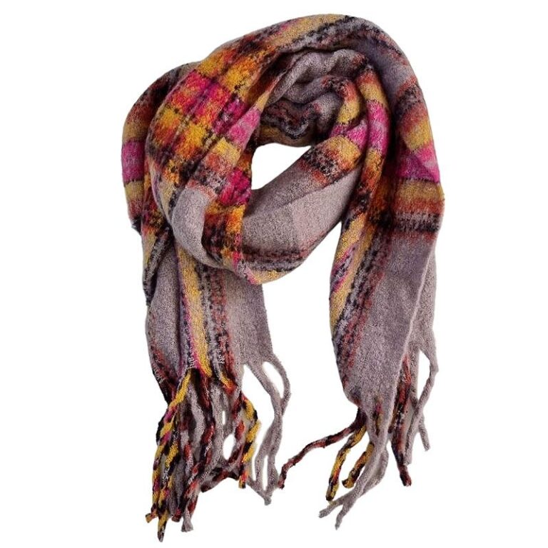 Echarpe chaude Tartan & Franges