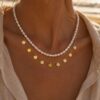collier double rang perles d'eau collier double rang perles d'eau et pampilles acier inoxydable bijou été