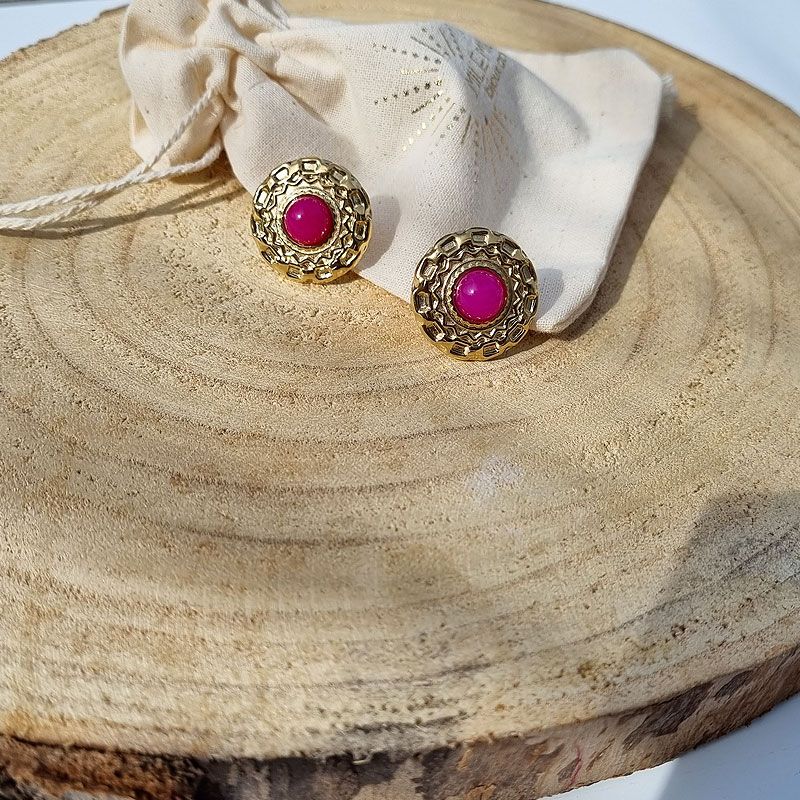 boucles d'oreilles bouton jaspe imperial