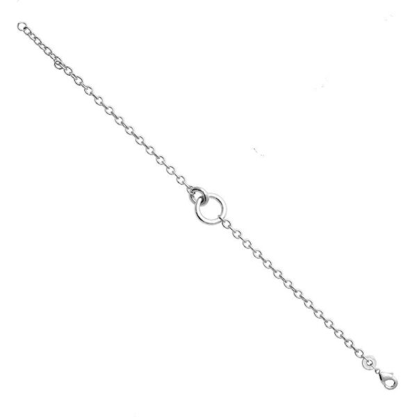 bracelet argent 925 rhodié chaine ornée de 2 cercles asymétriques