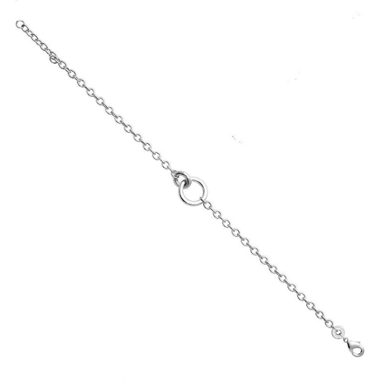bracelet argent 925 rhodié chaine ornée de 2 cercles asymétriques