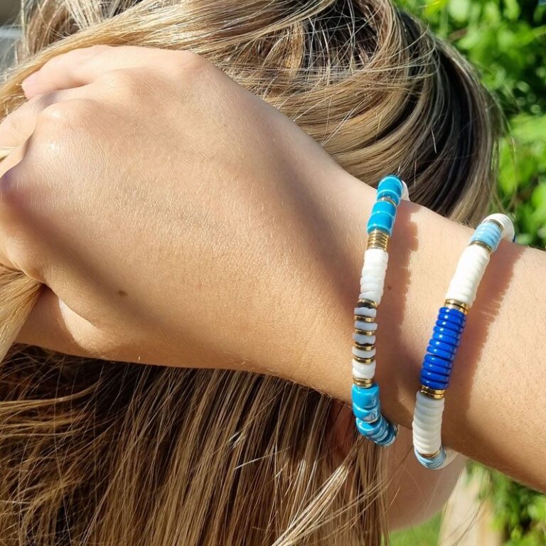 bracelet heishi bleu