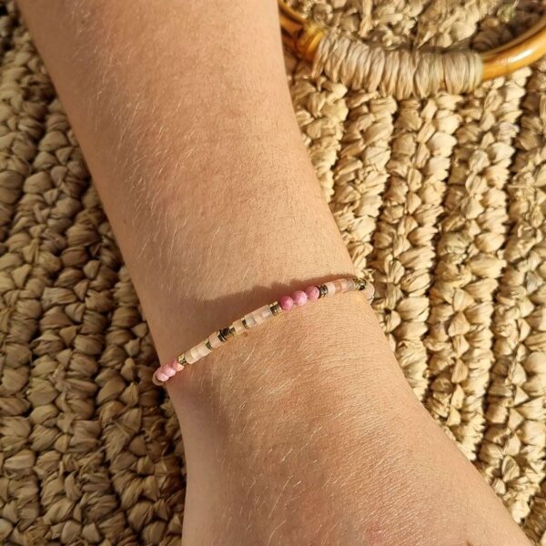 bracelet pierre de soleil et rhodonite
