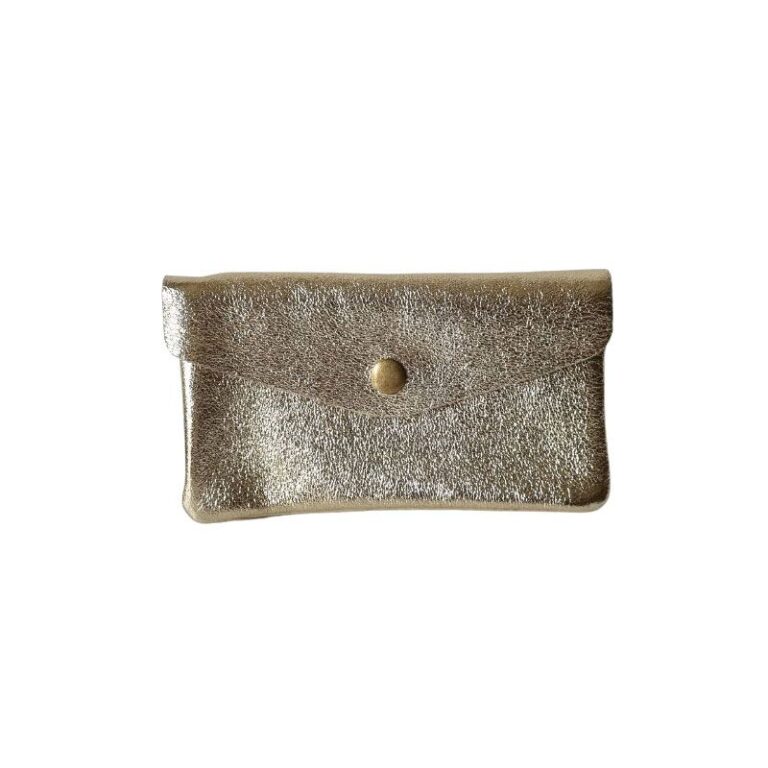 porte monnaie cuir metallisé gold