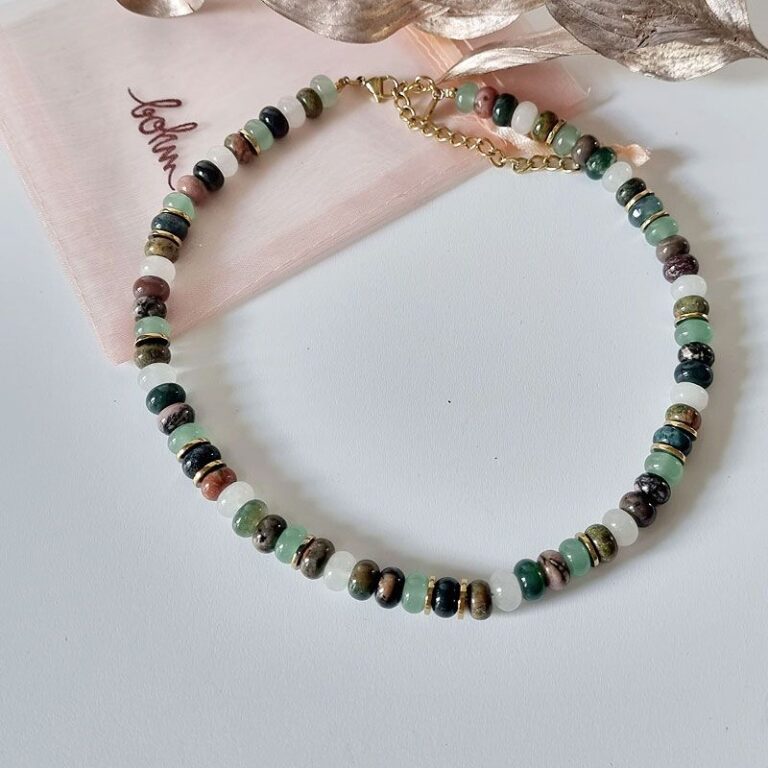 Collier Lina Turquoise africaine & rhodonite Collier Lina Turquoise africaine & rhodonite