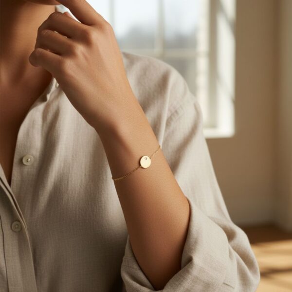 Bracelet médaille étoile zirconium blanc