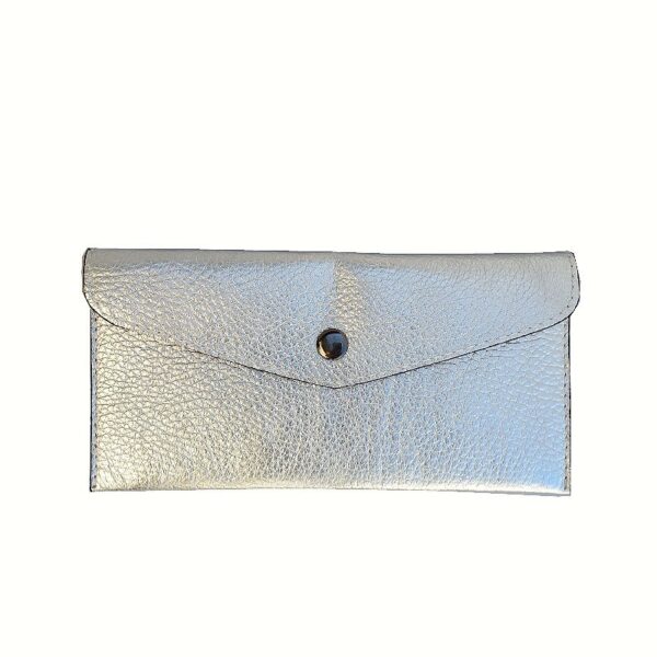 Porte-carte Cuir Argenté