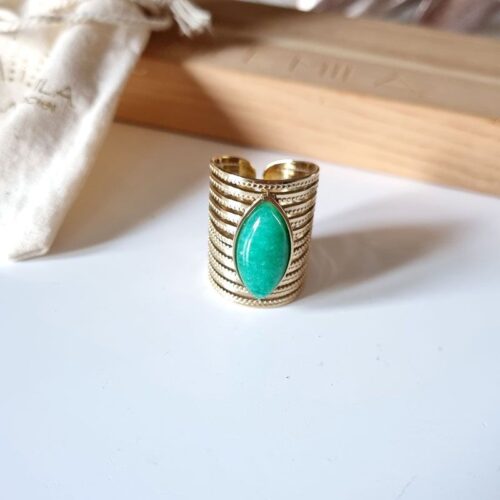 Bague large Agate Verte