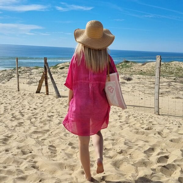 Chemise de plage oversize fuchsia