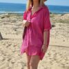 chemise de plage oversize fuchsia