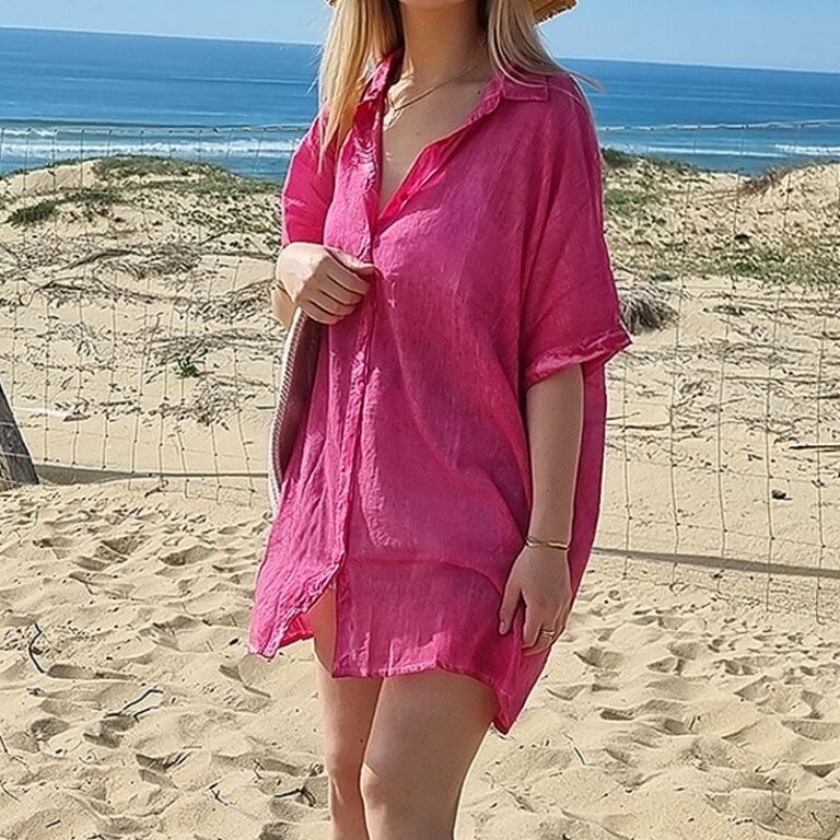 chemise de plage oversize fuchsia