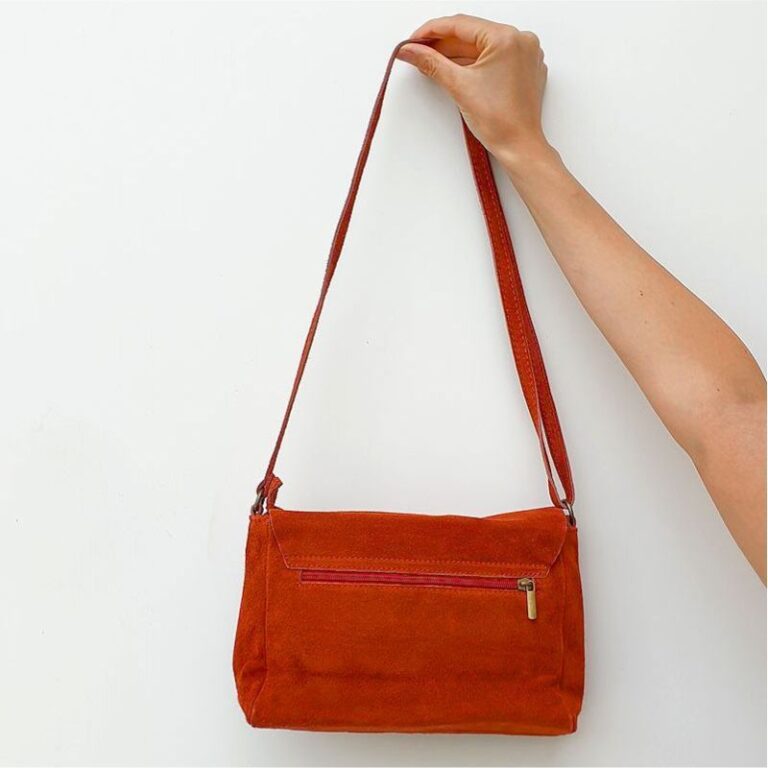 Sac besace double boucle Rouge