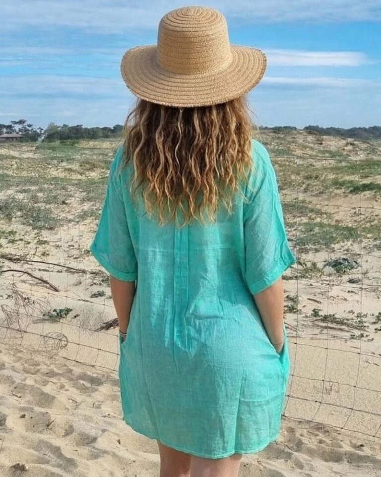 Chemise de plage oversize aqua