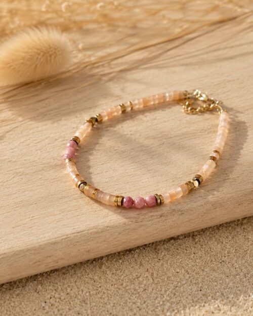 bracelet cybelle pierre de soleil et rhodonite bijou bohm paris