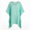 caftan court voile de coton washed aqua